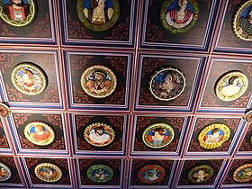 Part of the restored ceiling of the King's Presence Chamber