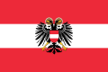 The flag of the Federal State of Austria, a charged horizontal triband.