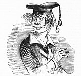 Cartoon of Jones, dressed as a sailor, wearing a bonnet