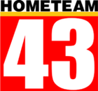 At top, "HOMETEAM" in bold serif lettering with a yellow bar separating a red box underneath with white "43" text inside.