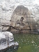 Whirlpool damaged mountain portion in Hogenakkal Falls in Tamil Nadu