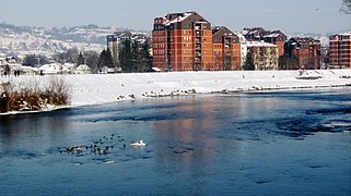 View on Ljubić from West Morava in winter