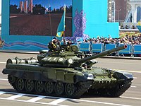 A T-72 tank during a Victory Day parade in Kazakhstan 2015.