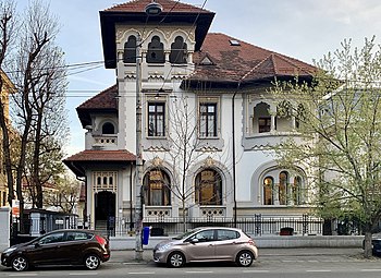 Romanian Revival architecture - C.N. Câmpeanu/Alfred E. Gheorghiu House (Bulevardul Dacia no. 56), Bucharest, c.1923, by Constantin Nănescu[66]