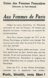 French writing on a printed leaflet