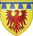 Arms of the lords of Fontois (or Fontoy): Or, an eagle gules surmounted by a label of four points azure