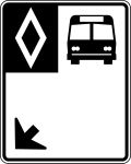 RB-81 Bus Lane In Quebec, taxis are often included and thus shown and as well as time periods in force. In Quebec bus and taxi are spelled out & the arrow at bottom left is not shown