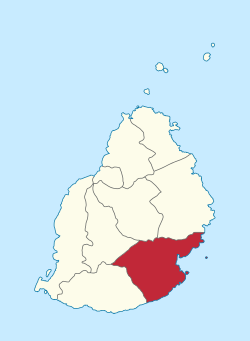 Map of Mauritius island with Grand Port District highlighted
