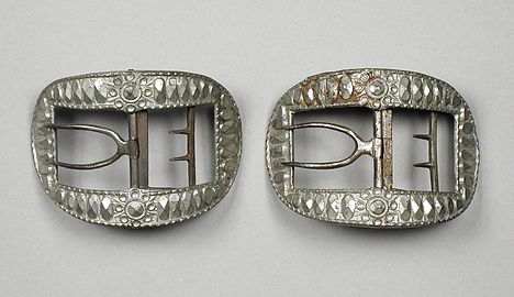 Man's cut steel shoe buckles, United States, 1780s. LACMA 42.16.23a-b.