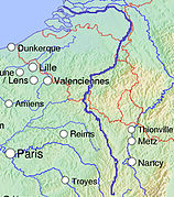 Map showing the course of the Meuse