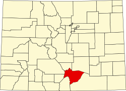 Karte von Huerfano County innerhalb von Colorado