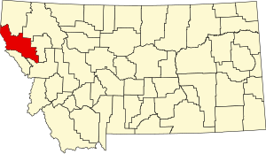 Map of Montana highlighting Sanders County