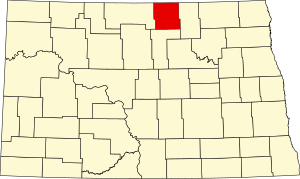 Map of North Dakota highlighting Rolette County