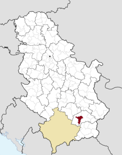 Location of the municipality of Lebane within Serbia