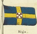 Variant flag of Riga under Swedish rule, according to the Johnson's new chart of national emblems, 1868.