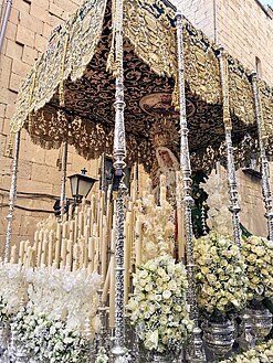 Our Lady of Hope under canopy. Holy Week in Salamanca, Spain