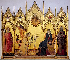 Annunciation between Saints Ansano and Margherita (1333), by Simone Martini, Uffizi Gallery, Florence.