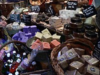 Handmade soaps sold at a shop in Hyères, France