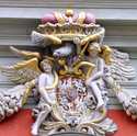 John III Sobieski's coat of arms crowning the Royal Chapel in Gdańsk with Vytis (Pogonia)