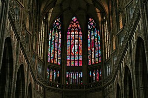 Stained glass in St. Vitus Cathedral, Prague