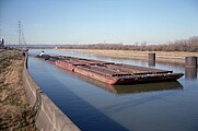 Towboat Sue Chappell upbound in Portland Canal on Ohio River (1 of 4), Louisville, Kentucky, USA, 1998