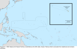 Map of the change to the United States in the Pacific Ocean on August 21, 1959