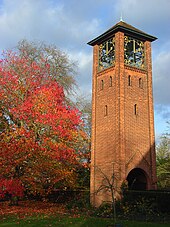 The University of Reading War Memorial, a brick clock tower