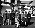 United States President Franklin D. Roosevelt, British prime minister Winston Churchill, and their advisors in Casablanca, 1943