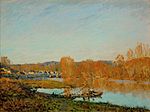 Banks of the Seine near Bougival; by Alfred Sisley; 1873; oil on canvas; 46.2 x 62.1 cm; Montreal Museum of Fine Arts (Montreal, Canada)[215]