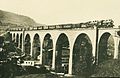 BT opening train with own and SBB passenger cars on the Glatt valley viaduct near Herisau