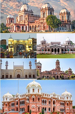 Clockwise from top: Noor Mahal Palace, Gulzar Mahal, Sadiq Dane High School, Darbar Mahal Palace, Sadiq Mosque, Fareed Gate