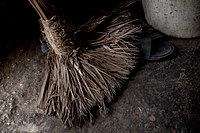 A typical broom at a home in Haiti