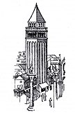 Engraving of St Mark's campanile as it appeared in 1468
