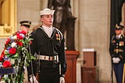 A sailor of the U.S. Navy Ceremonial Honor Guard is pictured during the lying in state on December 3, 2018.