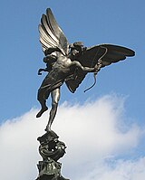 Alfred Gilbert, the so-called Eros, 1893, the world's first aluminium statue, Piccadilly Circus, London