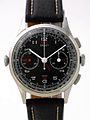 Gallet MultiChron Navigator GMT Chronograph (1945)—world's 1st wrist chronograph with 45-minute recording capability and separate north pointing 24-hour GMT hand