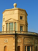 Radcliffe Observatory, Tower of the Winds, Oxford. The signs of the zodiac are Coade stone. (See "Radcliffe Observatory" section)