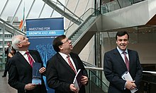 Brian Cowen (centre) at the launch of the Capital Investment Plan in 2010