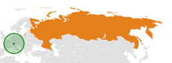 Map indicating locations of Liechtenstein and Russia