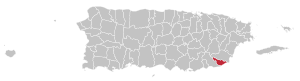 Map of Puerto Rico highlighting Maunabo Municipality