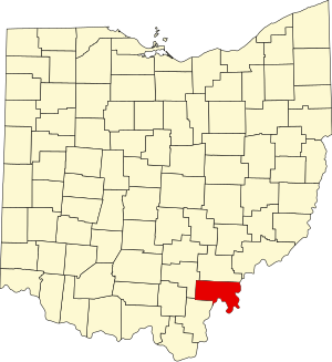 Map of Ohio highlighting Meigs County