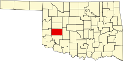 Karte von Washita County innerhalb von Oklahoma