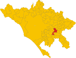 Location of Palestrina in the Metropolitan City of Rome Capital