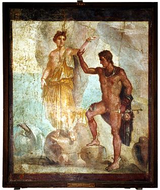 Perseus Freeing Andromeda After Killing Cetus, 1st century AD fresco from the Casa Dei Dioscuri, Pompeii.