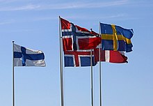 Die fünf skandinavischen Flaggen