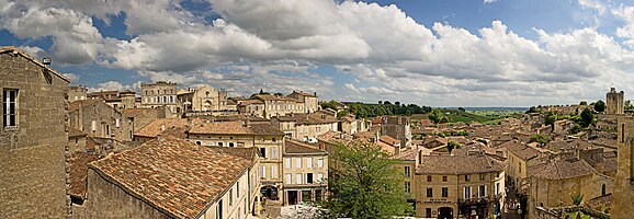 A panoramic view of the town of Saint-Émilion, France.