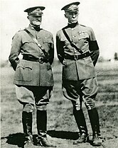 General John Pershing (left) with Colonel Marshall in France, 1919.