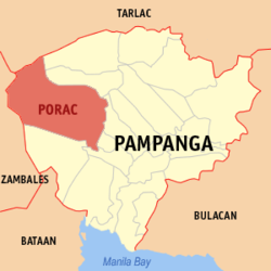 Map of Pampanga with Porac highlighted