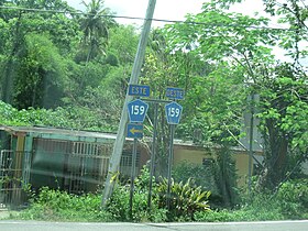 Signs for Puerto Rico Highway 159 east and west in Morovis