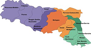 Karte der Kirchenprovinz Bologna